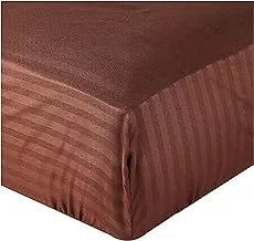 Deyarco Soft Comfort Stripe Microfiber Chocolate Fitted Sheet -Queen 150 x 200 cm