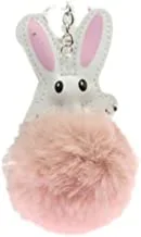 COOLBABY Rabbit Shaped Fluffy Fur Ball Key Chain Pink/White