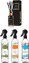 Areon Premium Bundle - Home Perfume Reed Diffuser 85ml 10 Rattan Reeds Vanilla Black and Areon Home Malodor Control Spray 3 Pack Collection