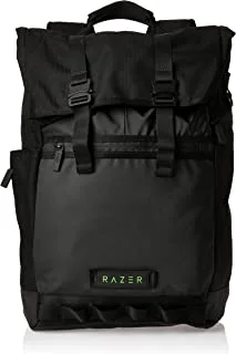 حقيبة ظهر Razer Recon 15 Rolltop - تصميم أسطواني بفتحة سحاب ، وهيكل مقاوم للماء والتآكل - أسود كلاسيكي