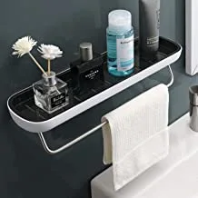 IBAMA Bathroom Shelf Storage Rack Holder Wall Mounted Shampoo Spices Shower Organizer Bathroom Accessories White Without Pole (Black03)