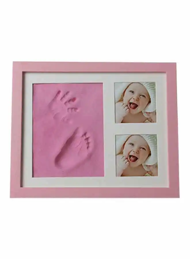 إطار صور سيثريا لليد والقدم للأطفال حديثي الولادة وردي / أبيض 28x23 سم