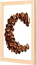 LOWHA coffee beans C shape Wall Art with Pan Wood framed Ready to hang for home, bed room, office living room Home decor hand made wooden color 23 x 33cm By LOWHA