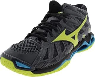 Mizuno Wave Tornado X2 Mid Volleyball Shoes for Men, Size UK8.5, Ombre Blue/Safety Yellow/Black