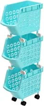 رف تخزين متعدد الأغراض قابل للتكديس من 3 طبقات أزرق 30 × 17.5 × 74 سم