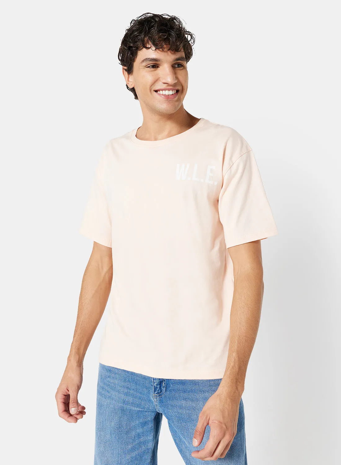 Sivvi x D'Atelier Eco-Friendly Logo Oversized Crew T-Shirt Peach