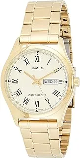 Casio Men's Silver Dial Leather Analog Watch