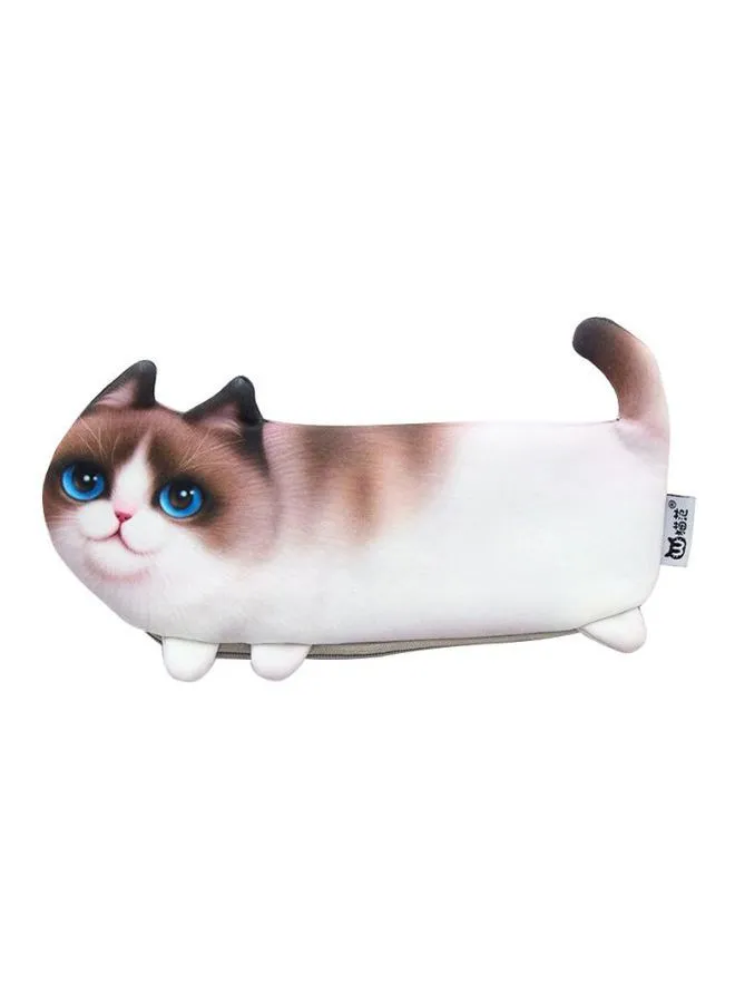 Beauenty Cat Shaped Pencil Case White/Brown/Blue
