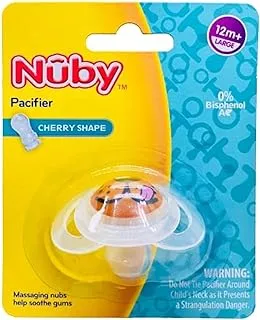 Nuby PP Bowtie Shaped Selfie Soother with Printed Knob, Handle and Cherry Silicone Baglet, Assorted