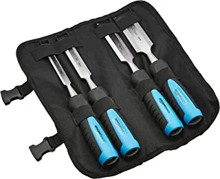 Amazon Basics 4-Piece Chrome Vanadium Steel Wood Chisel Set, 1/2-Inch to 1-1/4-Inch with Carry Pouch