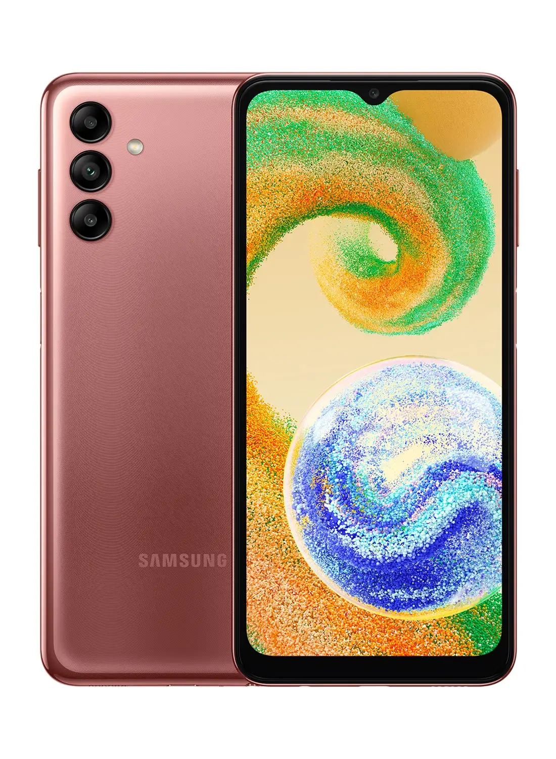 هاتف Samsung Galaxy A04s ثنائي الشريحة باللون النحاسي ، وذاكرة وصول عشوائي (RAM) سعة 4 جيجابايت ، وذاكرة وصول عشوائي (RAM) سعة 64 جيجابايت ، ومزود بخدمة 4G LTE - إصدار الشرق الأوسط