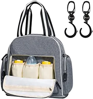 Sunveno Signature Maternity Diaper Bag - Grey + Stroller Hooks