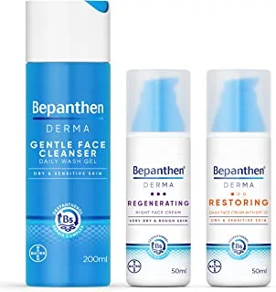 Bepanthen DERMA Daily Day Restoring Cream SPF 25 50ml + Regenerating Night Face Cream 50ml + DERMA Gentle Face Cleanser 200ml