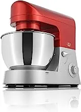 ALSAIF 5.2L 1000W Electric Stand Mixer Professional 6 Speeds Control with Pulse,S/S Bowl, 3 Tools Beater, Balloon Whisk, Dough Hook, Removable S/S bowl, White/Red H89 2 Years warranty