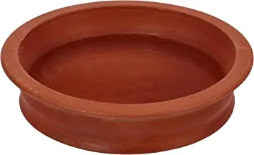 Royalford Uruli Chatti with Stand, Handmade Clay Cookware, RF10589 100% Natural Clay Non-toxic & Eco-Friendly Can be used on Gas Stove or Open Fire, Red