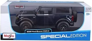 2021 Ford Bronco Wildtrak أزرق داكن معدني مع إصدار خاص من الأعلى رمادي غامق 1/18 Diecast Model Car من Maisto 31456، 31456ABL