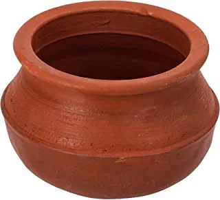 Royalford Sambar Pot, Handmade Clay Cookware, RF10584 100% Natural Clay Non-Toxic & Eco-Friendly Can Be Used On Gas Stove Or Open Fire Earthen Pot/Clay Pot For Curry, Sambar, Rice, Red