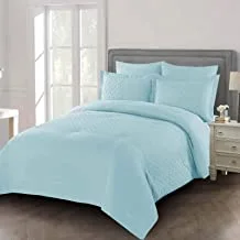 DONETELLA Bedding Comforter Set, All Season Solid Comforter Set, With Soft Bedding Cover And Matching Fitted Sheet, Pillow Sham and Pillow Case (BABY BLUE, KING) (طقم لحاف سرير)