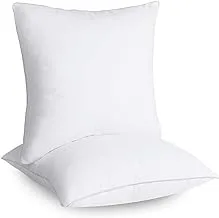 Donetella Cushion Insert 18 by 18 inches White 2 Piece Soft Brushed Microfiber Throw Pillow Insert Comfortable Plush Comfort and Perfect Support- Ideal For Sofa, Chair and Couch (حشوة الوسادة)