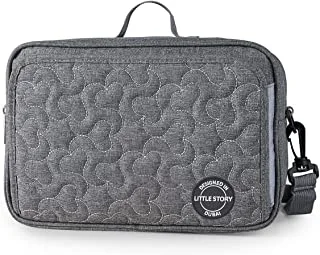 Little Story Baby Diaper Changing Clutch Kit - Quilted Grey, Grey, Utility