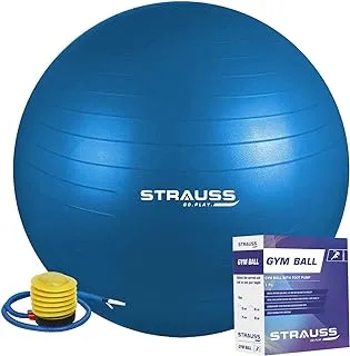 Strauss Unisex Anti-Burst Gym Ball with Foot Pump | Exercise Rubber Ball | Anti Burst Swiss Birthing Stability Ball for Workout,Pregnancy,Balance, (Multicolor, Sizes : 55 to 85 cm)