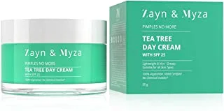 Zayn & Myza TEA TREE Day Cream, with SPF 25 Helps Reduce Acne & Excess Oil, Deep Hydration, Hala & Vegan 50g