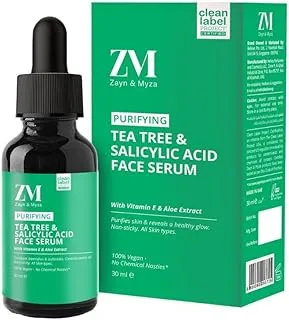 Zayn & Myza Tea Tree & Salicylic Acid Face Serum - Reduces Acne Scars Blemishes, With Niacinamide Halal & Vegan For All Skin Types - 30 ml
