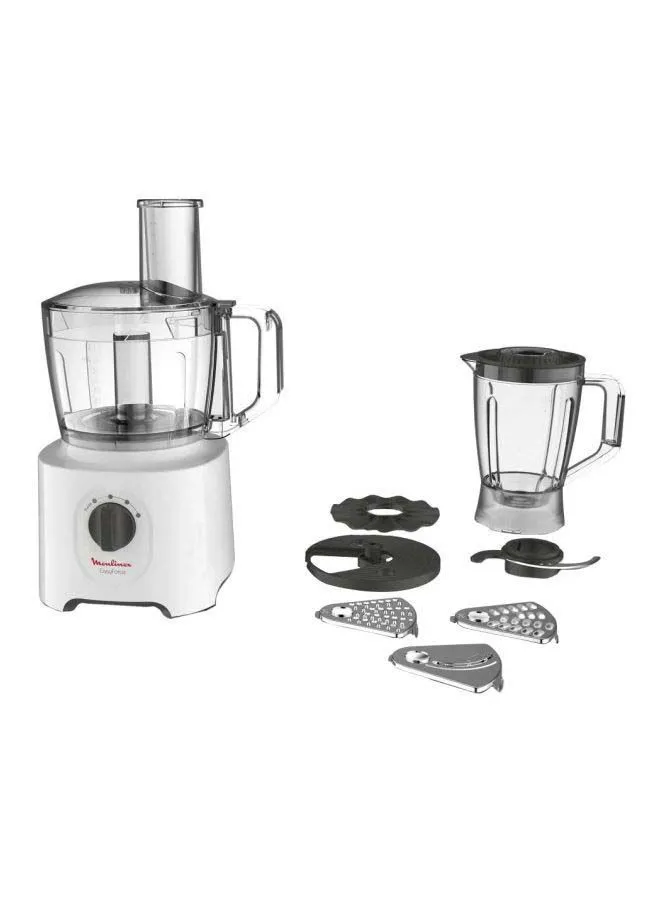 Moulinex Food Processor | Easy Force Food Processor  | 800 W| 6 Attachments | +25 Different Functions | 2 Years Warranty 2.4 L 800 W FP247127 White/Clear