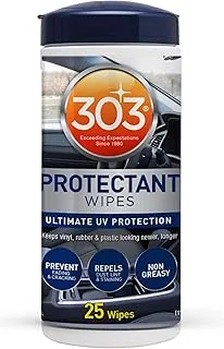 303 Products Automotive Protectant Wipes - Ultimate Automotive UV Protection - Prevent Fading - Repels Dust, Lint, and Staining - Non Greasy - 25 Wipes, 30397