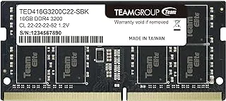 TEAMGROUP Elite DDR4 16 جيجا بايت مفرد 3200 ميجاهرتز PC4-25600 CL22 Unbuffered Non-ECC 1.2V SODIMM 260-Pin كمبيوتر محمول كمبيوتر محمول وحدة ذاكرة الوصول العشوائي وحدة ذاكرة الوصول العشوائي للكمبيوتر المحمول - TED416G3200C22-S01 - (1x 16GB) مفرد