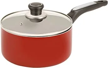 Royalford 20cm Non-Stick Enamel Aluminium Saucepan with Glass Lid - Kitchen Induction Dishwasher Oven Safe Toxin Free for Healthy Cooking