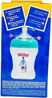 Nuby PP Printed Bottle with Slow Flow Anti Colic Nipple, 270 ml Capacity, Blue