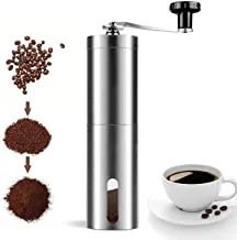 Trust Pro Portable Manual Coffee Bean Grinder With Ceramic Burr And Adjustable Settings, Conical Burr Mill Brushed Stainless Steel Hand Manual Grinder Mill (Large 18.6Cm / 7.3 Inch (Ask059))