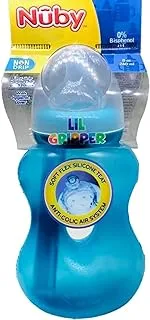Nuby No Spill Wide Neck Gripper Pal Bottle, 240 ml Capacity, Blue