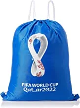 Fifa Unisex World Cup Qatar 2022 Graphic Printed String Sports Gym Bag, Drawstring Sport Bag, Blue, 37x47cm