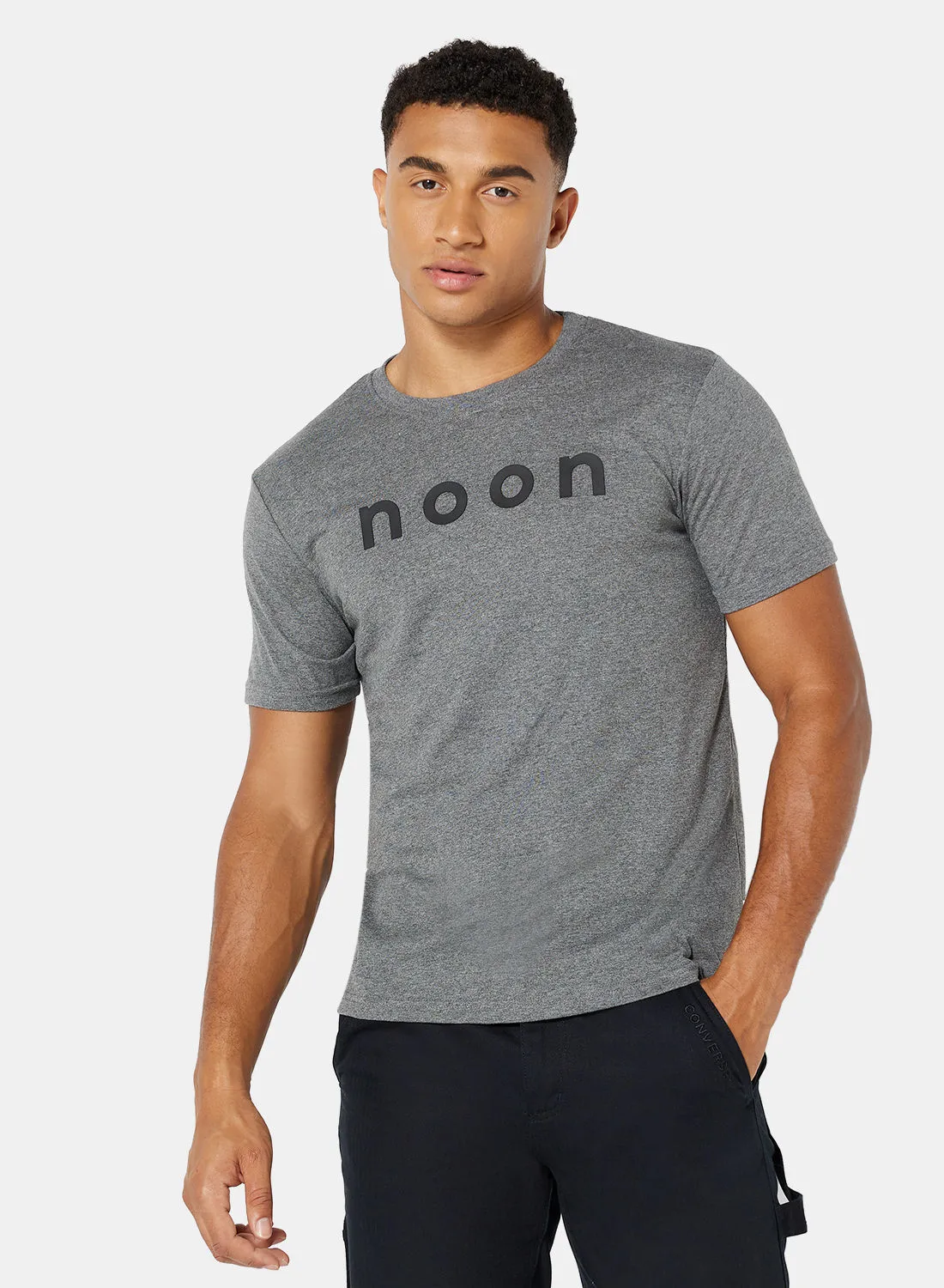 noon Merchandise T-Shirt For Men Dark Grey Melange