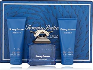 Tommy Bahama Maritime Eau De Cologne Spray with After Shave Balm and Body Wash 3-Pieces Gift Set for Men
