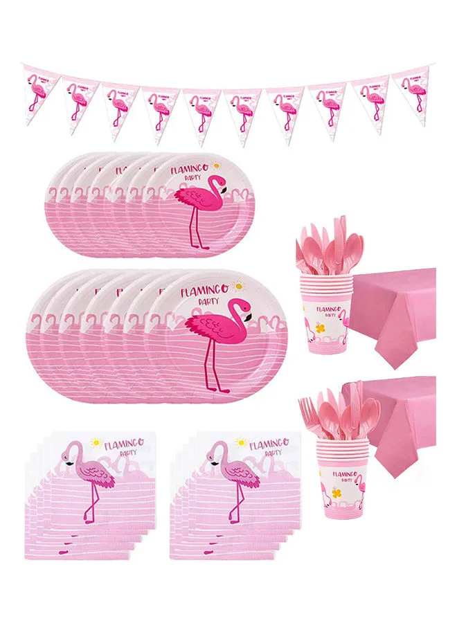 Generic 127-Piece Flamingo Tropical Luau Tableware Set