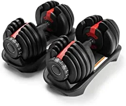Yalla HomeGym 24KG PAIR of Smart ADJUSTABLE DUMBBELLS with Quick Automatic 15 Different Weights Adjustment and Weighing Board, For Home Gym Exercises and Workouts