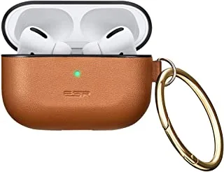 ESR Protective Cover for AirPods Pro Case 2019, Metro Light AirPods Carrying Case for AirPods Pro Charging Case with Keychain & Keyring, Shock-Resistant, Visible Front LED,Brown