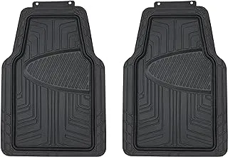 Amazon Basics 2-Piece Premium Rubber Floor Mat for Cars, SUVs and Trucks, All Weather Protection, Universal Trim to Fit，Black