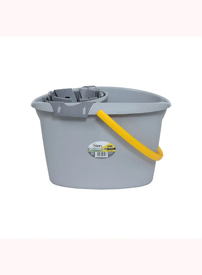 APEX Extra-Strong Cleaning Bucket 12 L With Stackable Wringer Grey/Yellow 40x31x26cm