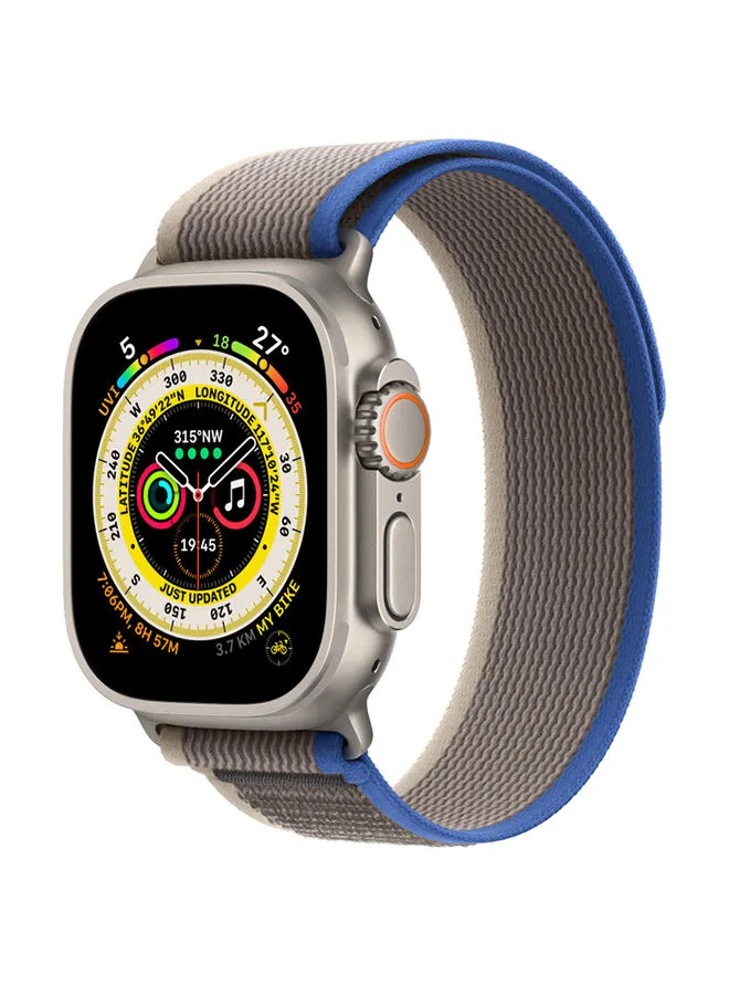 Apple Watch Ultra GPS + Cellular, 49mm Titanium Case With Trail Loop - S/M Blue/Grey