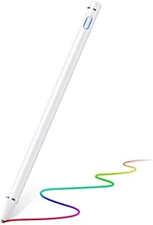 Active Stylus Pen for Touch Screens, Rechargeable 1.5mm Fine Point Smart Pencil [Compatible for iPhone iPad Samsung Phone &Tablets (iOS/Android)] White