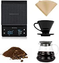 مجموعة تحضير القهوة بالتقطير مناسبة تحتوي على قطع لتقطير وترشيح القهوة تحتوي على قطع لتقطير وترشيح القهوة (V60 مجموعة تقطير 4 قطع).