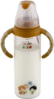 زجاجة رضاعة زجاجية بمقبض من كيكو ، سعة 240 مل ، قهوة