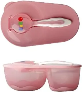KiKo Baby Divided Feeding Bowl with Spoon Set for 4+ Months Baby, Pink