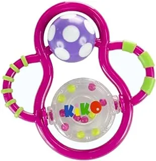 KiKo 01-16120 Handy Ball Rattle Teether for 6+ Months Baby, Pink
