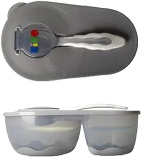 KiKo Baby Divided Feeding Bowl with Spoon Set for 4+ Months Baby, Gray