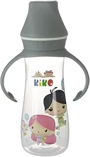 KiKo 01-16107 Feeding Bottle with Siliocne Nipple, 250 ml Capacity, Gray